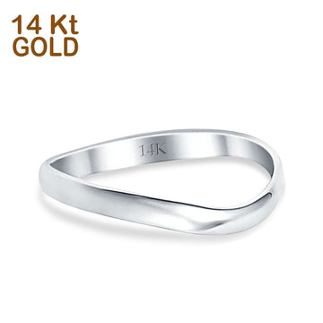 14K White Gold Thumb Curve Band Solid Wedding Engagement Ring Size 7